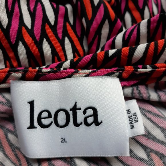 LEOTA Perfect Wrap Sleevless Maxi Dress Stretch Jersey Pink Orange Print - Picture 5 of 10